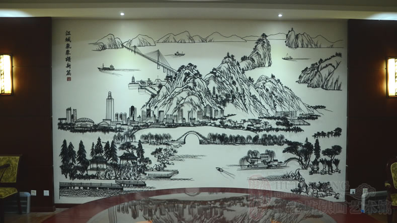 蕪湖氣象局定制的蕪湖風景鐵畫(江城氣象譜新篇)